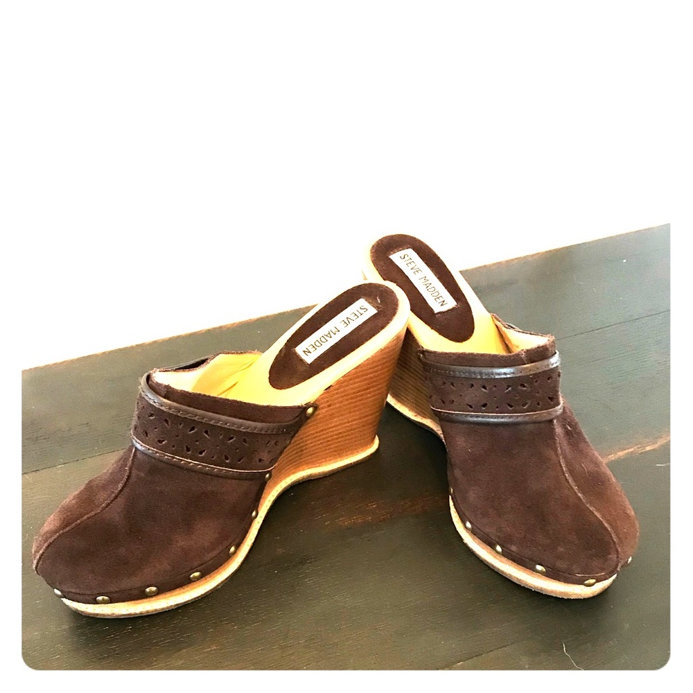 Steve Madden Brown Suede Clog Wedge